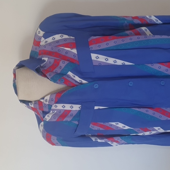 VINTAGE 80s Dolina Size 14 Blue Pleated Set - Picture 2 of 7